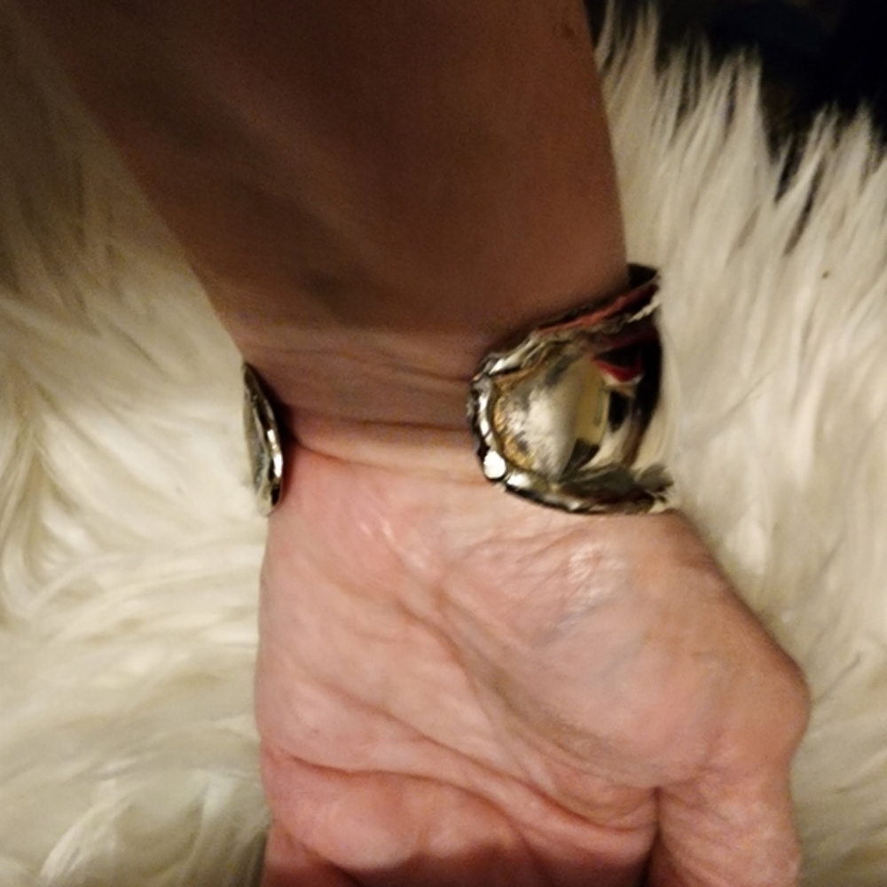 Vintage‎ Brutalist Silver Cuff - Picture 5 of 9
